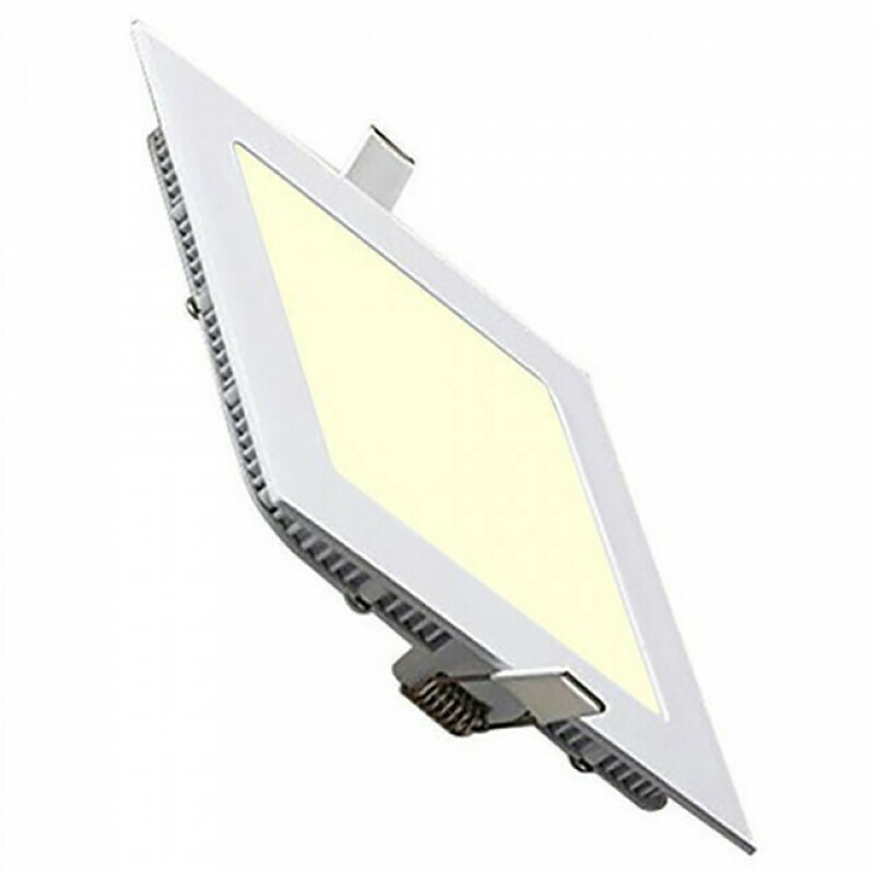 Pack Downlight LED Slim 2 - Carré Encastré 9W - Blanc Chaud 2700K - Mat Blanc Aluminium - 146mm