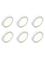 LED Downlight 6 Pack - Opbouw Rond 18W - Natuurlijk Wit 4200K - Mat Wit Aluminium - Ø225mm