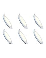 LED Downlight Slim 6 Pack - Inbouw Rond 6W - Dimbaar - Natuurlijk Wit 4200K - Mat Wit Aluminium - Ø120mm