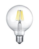 LED Lamp - Filament - Trion Globin - E27 Fitting - 6W - Warm Wit 3000K - Transparent Helder - Aluminium