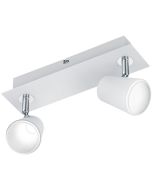 LED Plafondspot - Trion Narca - 12W - Warm Wit 3000K - 2-lichts - Rechthoek - Mat Wit - Aluminium