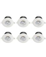 LED Spot 6 Pack - Inbouwspot - Rond 6W - Waterdicht IP65 - Natuurlijk Wit 4200K - Mat Wit Aluminium - Ø90mm