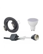 LED Spot Set - GU10 Fitting - Inbouw Rond - Mat Zwart - 6W - Natuurlijk Wit 4200K - Kantelbaar Ø83mm