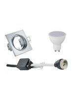 LED Spot Set - Trion - GU10 Fitting - Inbouw Vierkant - Glans Chroom - 6W - Natuurlijk Wit 4200K - Kantelbaar 80mm