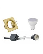 LED Spot Set - Trion - GU10 Fitting - Inbouw Vierkant - Mat Goud - 6W - Helder/Koud Wit 6400K - Kantelbaar 80mm