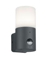 LED Tuinverlichting - Wandlamp - Trion Hosina - Bewegingssensor - E27 Fitting - Mat Zwart - Aluminium