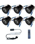 LED Veranda Spot Complete Set - 6 Stuks - 3W - Natuurlijk Wit 4000K - Dimbaar - Waterdicht IP65 - Inbouw - Rond - Mat Zwart - Aluminium - 12V