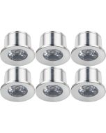 LED Veranda Spot Verlichting 6 Pack - 1W - Natuurlijk Wit 4000K - Inbouw - Rond - Mat Zilver - Aluminium - Ø31mm