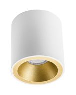 Opbouwspot GU10 - Pragmi Cliron Pro - Opbouw Rond - Mat Wit/Goud - Aluminium - Verdiept - Ø90mm