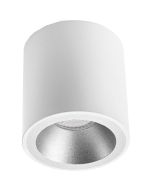 Opbouwspot GU10 - Pragmi Cliron Pro - Opbouw Rond - Mat Wit/Zilver - Aluminium - Verdiept - Ø90mm