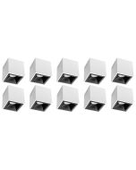 Opbouwspot 10 Pack - Pragmi Cliron Pro - GU10 Fitting - Opbouw Vierkant - Mat Wit/Zwart - Aluminium - Verdiept - Ø90mm