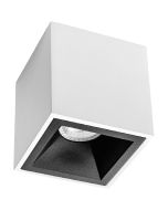 Opbouwspot GU10 - Pragmi Cliron Pro - Opbouw Vierkant - Mat Wit/Zwart - Aluminium - Verdiept - 90mm