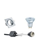 OSRAM - LED Spot Set - Parathom PAR16 927 36D - GU10 Fitting - Dimbaar - Inbouw Vierkant - Glans Chroom - 5.5W - Warm Wit 2700K - Kantelbaar 80mm