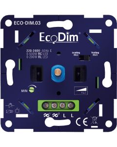 EcoDim - LED Dimmer - ECO-DIM.03 - Fase Aan- en Afsnijding RLC - Inbouw - Enkel Knop - 0-500W