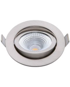 EcoDim - LED Spot - Inbouwspot - ED-10024 - 5W - Waterdicht IP54 - Dimbaar - Dim to Warm - Warm Wit 2000K-3000K - Geborsteld Nikkel - Aluminium - Rond - Kantelbaar