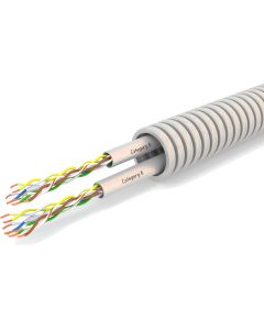 Flexibele Buis met CAT6 - Voorbedrade Flexbuis - 2x UTP CAT6 U/UTP - 20mm - 100 Meter