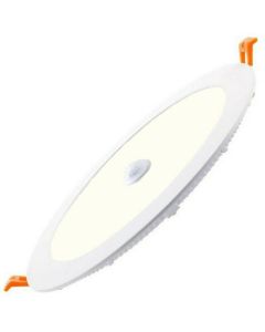 LED Downlight Slim - Facto Dury - PIR Bewegingssensor 360° + Dag en Nacht Sensor - 22W - Natuurlijk Wit 4000K - Inbouw - Rond - Mat Wit - OSRAM LEDs