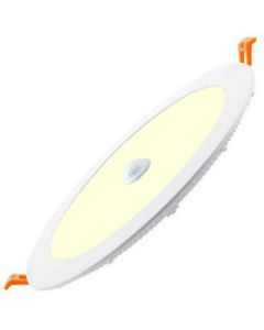 LED Downlight Slim - Facto Dury - PIR Bewegingssensor 360° + Dag en Nacht Sensor - 22W - Warm Wit 2700K - Inbouw - Rond - Mat Wit - OSRAM LEDs