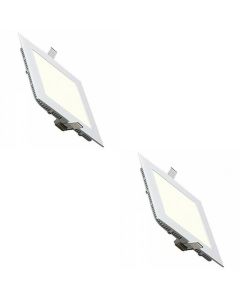 LED Downlight Slim - Inbouw Vierkant 18W - Natuurlijk Wit 4200K - Mat Wit Aluminium - 225mm Pack