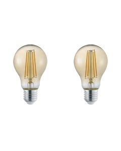 LED Lamp - Trion Lamba - Set 2 Stuks - E27 Fitting - 4W - Warm Wit 3000K - Amber - Glas