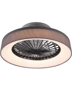 LED Plafondlamp met Ventilator - Plafondventilator - Trion Farali - 30W - Aanpasbare Kleur - Rond - Mat Grijs - Kunststof