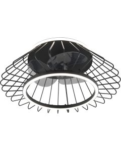 LED Plafondlamp met Ventilator - Plafondventilator - Trion Romina - 39W - Aanpasbare Kleur - RGBW - Rond - Mat Titaan - Kunststof