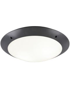 LED Plafondlamp - Trion Camiro - Opbouw Rond - Waterdicht IP54 - E27 Fitting - 2-lichts - Mat Zwart - Kunststof