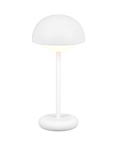 LED Tafellamp met Opbaadbare Batterijen - Trion Berna - 2W - Warm Wit 3000K - Spatwaterdicht IP44 - Rond - Mat Wit - Kunststof