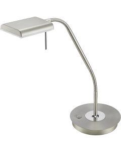 LED Tafellamp - Trion Bernaro - 12W - Warm Wit 3000K - Dimbaar - Rond - Mat Nikkel - Aluminium