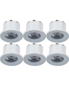 LED Veranda Spot Verlichting 6 Pack - 1W - Natuurlijk Wit 4000K - Inbouw - Rond - Mat Wit - Aluminium - Ø31mm