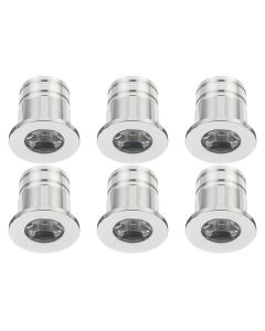 LED Veranda Spot Verlichting 6 Pack - 3W - Warm Wit 3000K - Inbouw - Dimbaar - Rond - Mat Zilver - Aluminium - Ø31mm