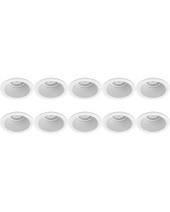 Spot Armatuur 10 Pack - Pragmi Minko Pro - GU10 Fitting - Inbouw Rond - Mat Wit - Aluminium - Verdiept - Ø90mm