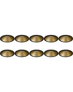 Spot Armatuur 10 Pack - Pragmi Pollon Pro - GU10 Fitting - Inbouw Rond - Mat Zwart/Goud - Aluminium - Verdiept - Ø82mm