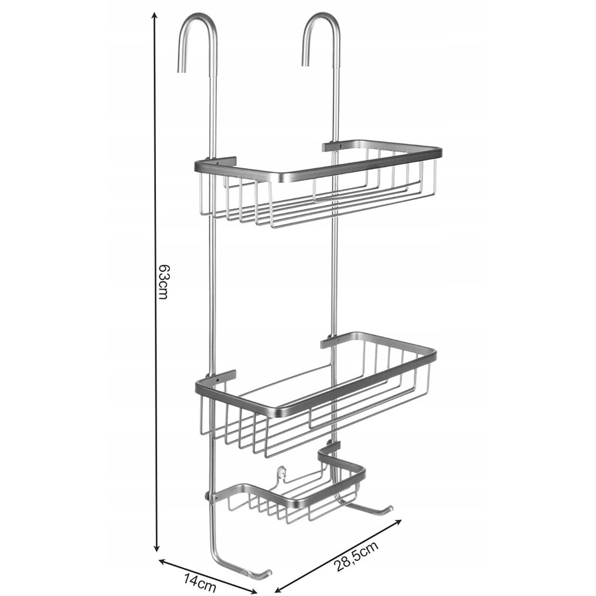 Étagère de douche - Maxozo Saris - 3 Couches - Suspendu - Étagère de Salle de Bain Sans Perçage - Sans Entretien - Chrome