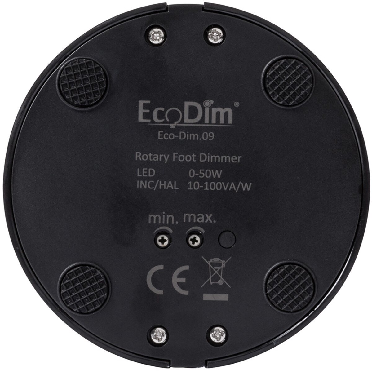 EcoDim - Dimmer de Plancher LED - ECO-DIM.09 - Variation de Phase en Aval RC - Bouton Simple - 0-50W - Rond - Mat Noir