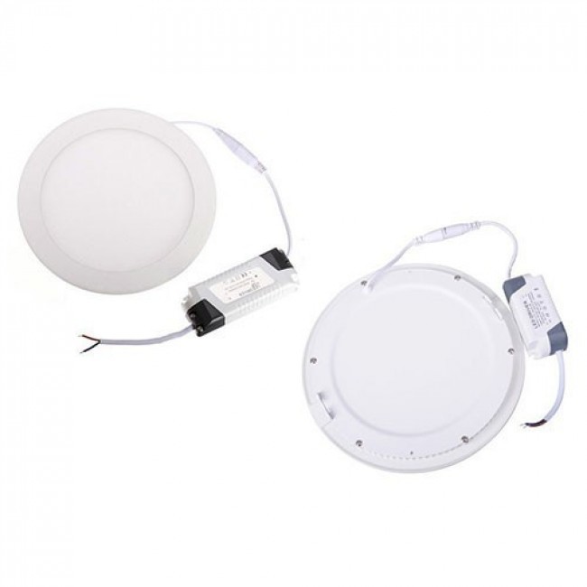 Pack Downlight LED Slim 6 - Rond Encastré 18W - Blanc Chaud 2700K - Mat Blanc Aluminium - Ø225mm