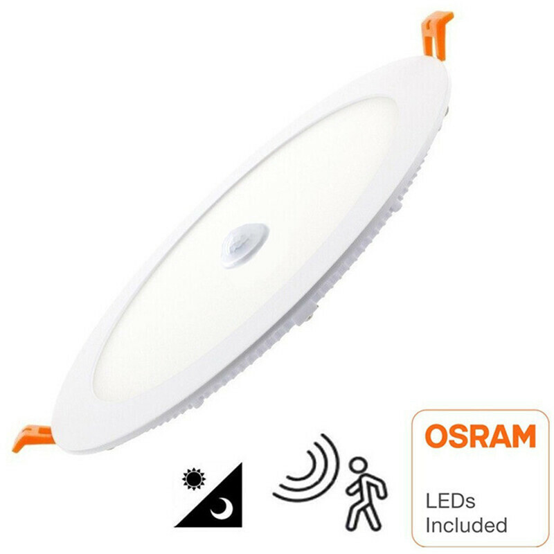 Downlight LED Slim - Facto Dury - Détecteur de Mouvement PIR 360° + Capteurs de Luminosité - 18W - Blanc Froid 5700K - Encastré - Rond - Mat Blanc - LEDs OSRAM