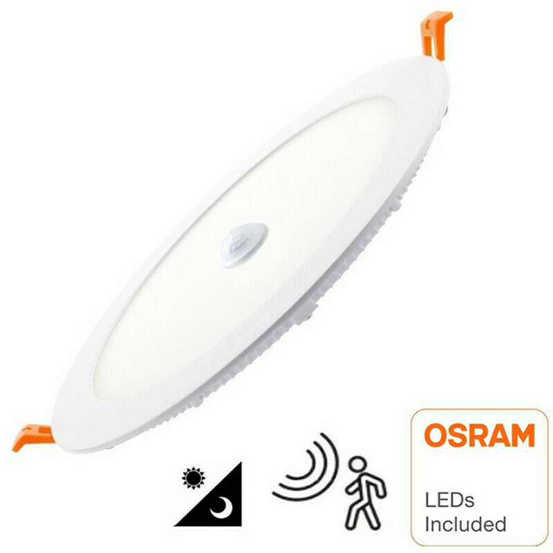 Downlight LED Slim - Facto Dury - Détecteur de Mouvement PIR 360° + Capteurs de Luminosité - 24W - Blanc Chaud 2700K - Encastré - Rond - Mat Blanc - LEDs OSRAM