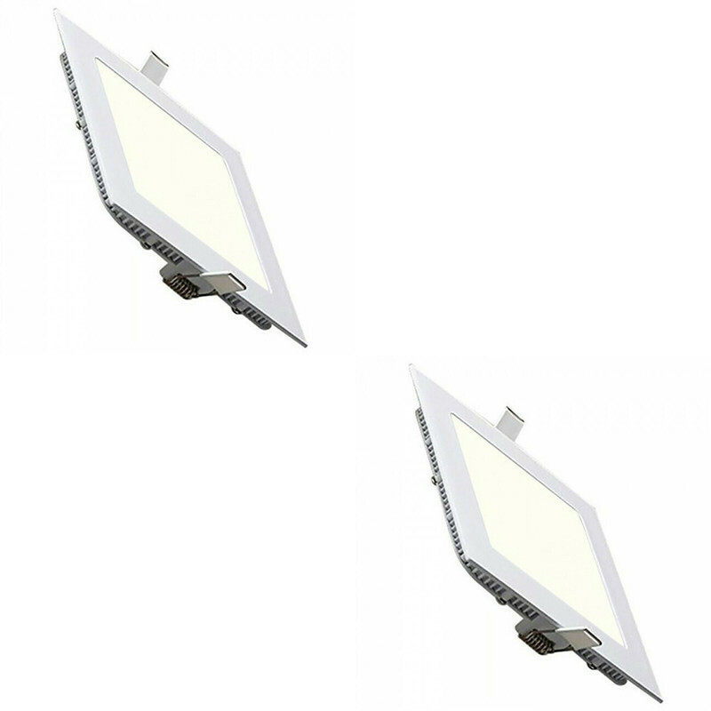 Pack Downlight LED Slim 2 - Carré Encastré 18W - Blanc Neutre 4200K - Mat Blanc Aluminium - 225mm