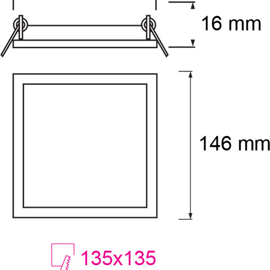 Pack Downlight LED Slim 2 - Carré Encastré 9W - Blanc Neutre 4200K - Mat Blanc Aluminium - 146mm