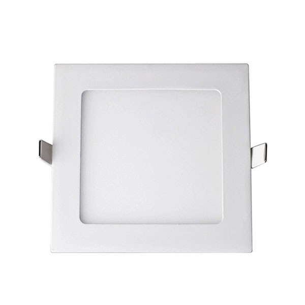 Pack Downlight LED Slim 2 - Carré Encastré 9W - Blanc Chaud 2700K - Mat Blanc Aluminium - 146mm