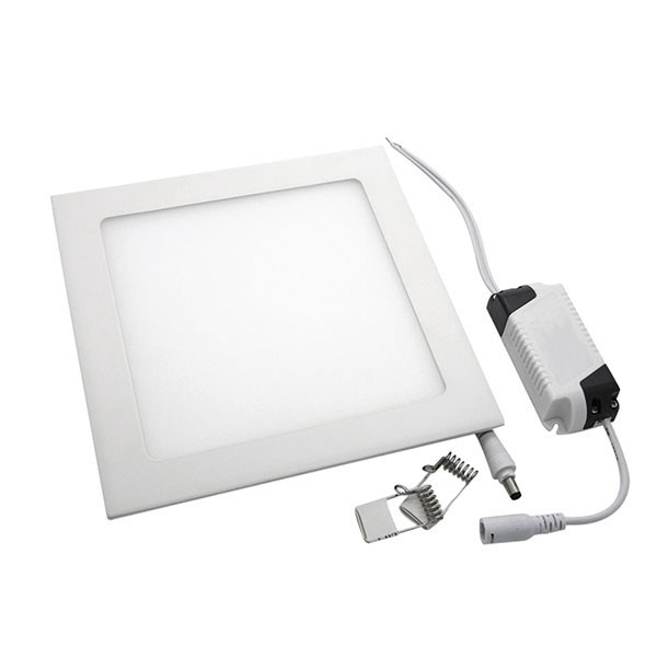 Pack Downlight LED Slim 2 - Carré Encastré 9W - Blanc Chaud 2700K - Mat Blanc Aluminium - 146mm