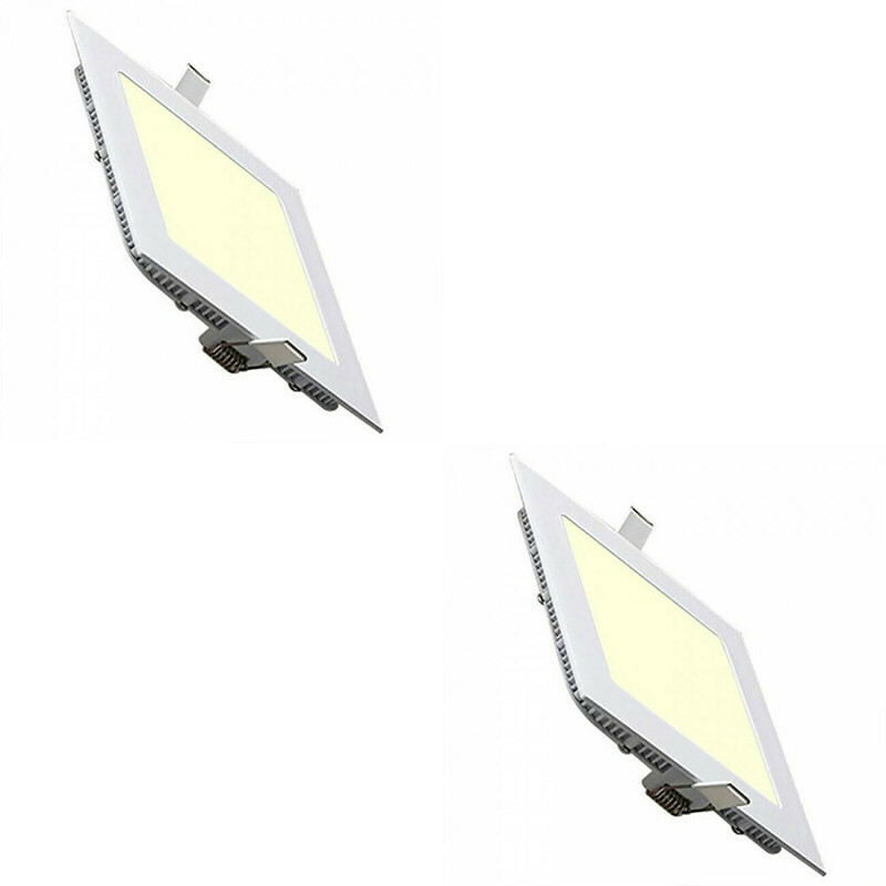 Pack Downlight LED Slim 2 - Carré Encastré 9W - Blanc Chaud 2700K - Mat Blanc Aluminium - 146mm