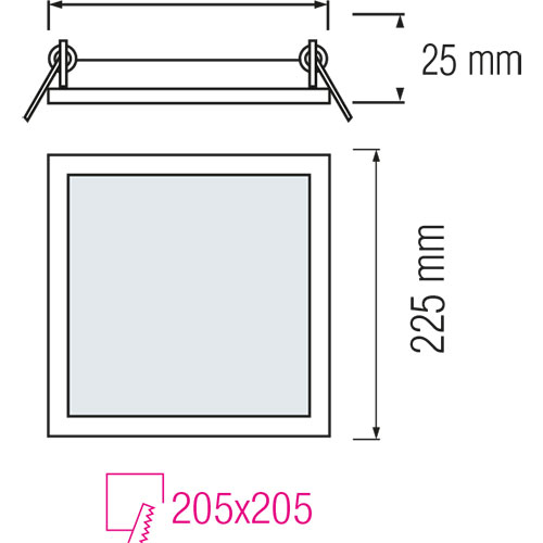 Pack Downlight LED Slim 2 - Carré Encastré 18W - Blanc Neutre 4200K - Mat Blanc Aluminium - 225mm