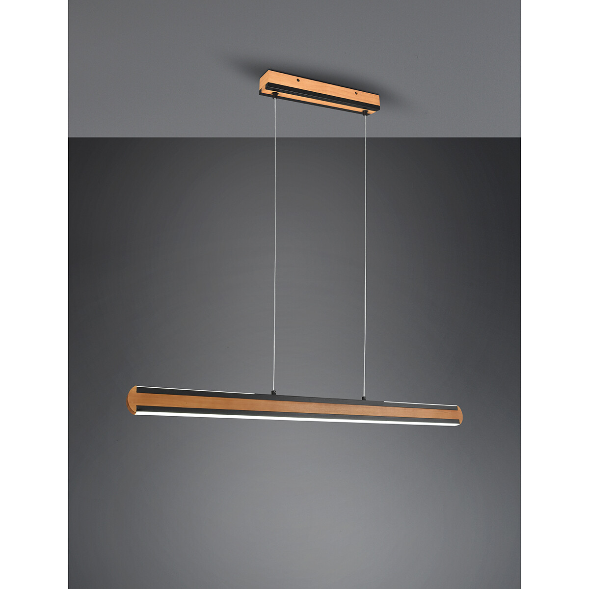 Suspension LED - Luminaire Suspendu - Trion Dirkon Up and Down - 42W - Couleur de lumière ajustable - Rectangle - Mat Brun/Noir - Bois