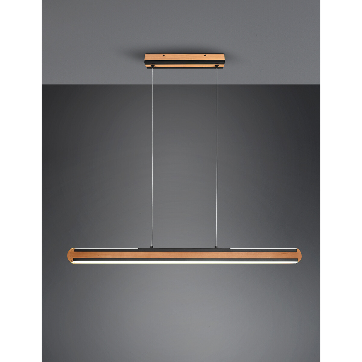 Suspension LED - Luminaire Suspendu - Trion Dirkon Up and Down - 42W - Couleur de lumière ajustable - Rectangle - Mat Brun/Noir - Bois