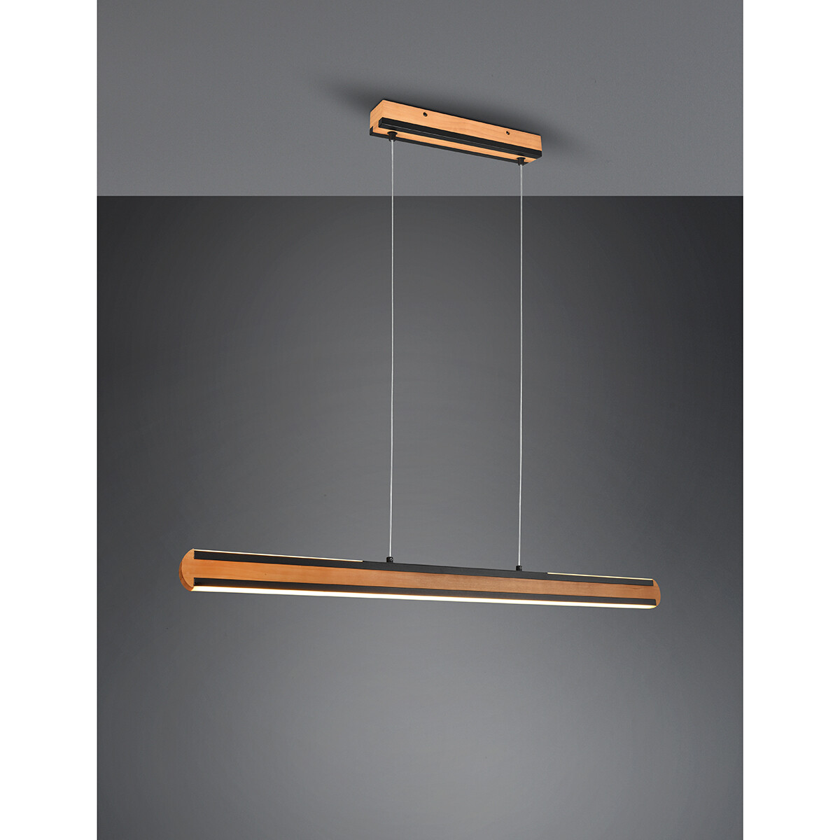 Suspension LED - Luminaire Suspendu - Trion Dirkon Up and Down - 42W - Couleur de lumière ajustable - Rectangle - Mat Brun/Noir - Bois