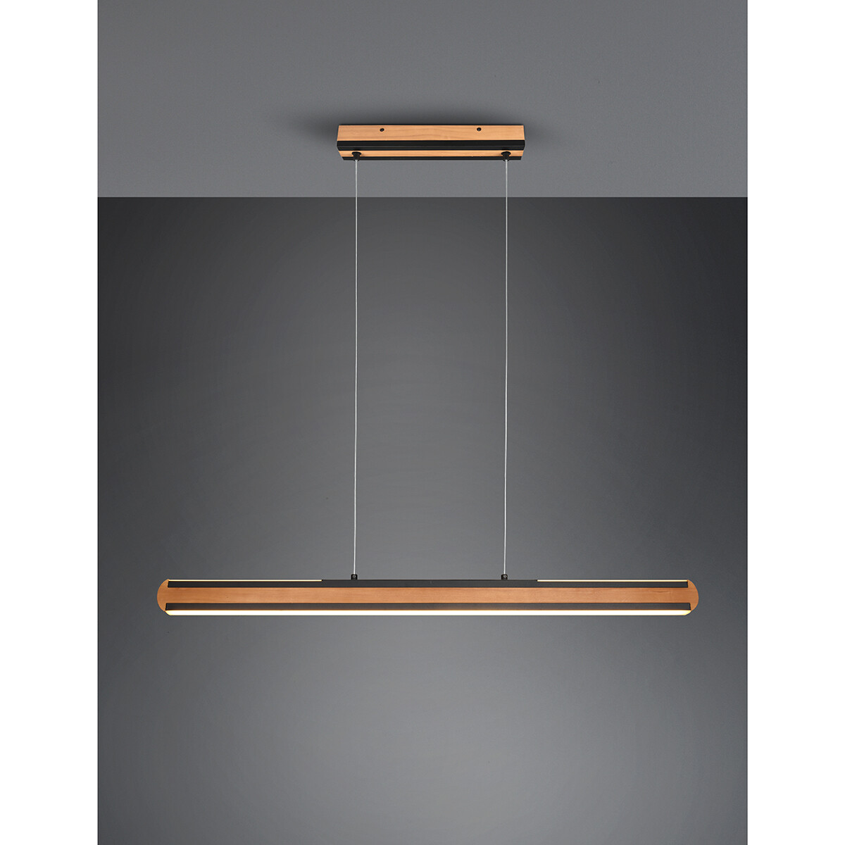 Suspension LED - Luminaire Suspendu - Trion Dirkon Up and Down - 42W - Couleur de lumière ajustable - Rectangle - Mat Brun/Noir - Bois