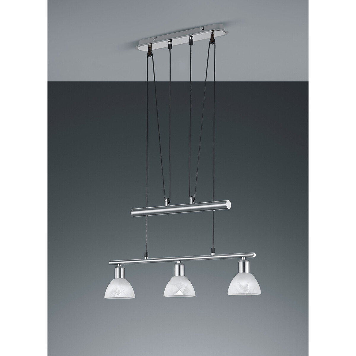 Suspension LED - Luminaire Suspendu - Trion Levino - Douille E14 - Blanc Chaud 3000K - 3-lumières - Rectangle - Mat Nickel - Aluminium