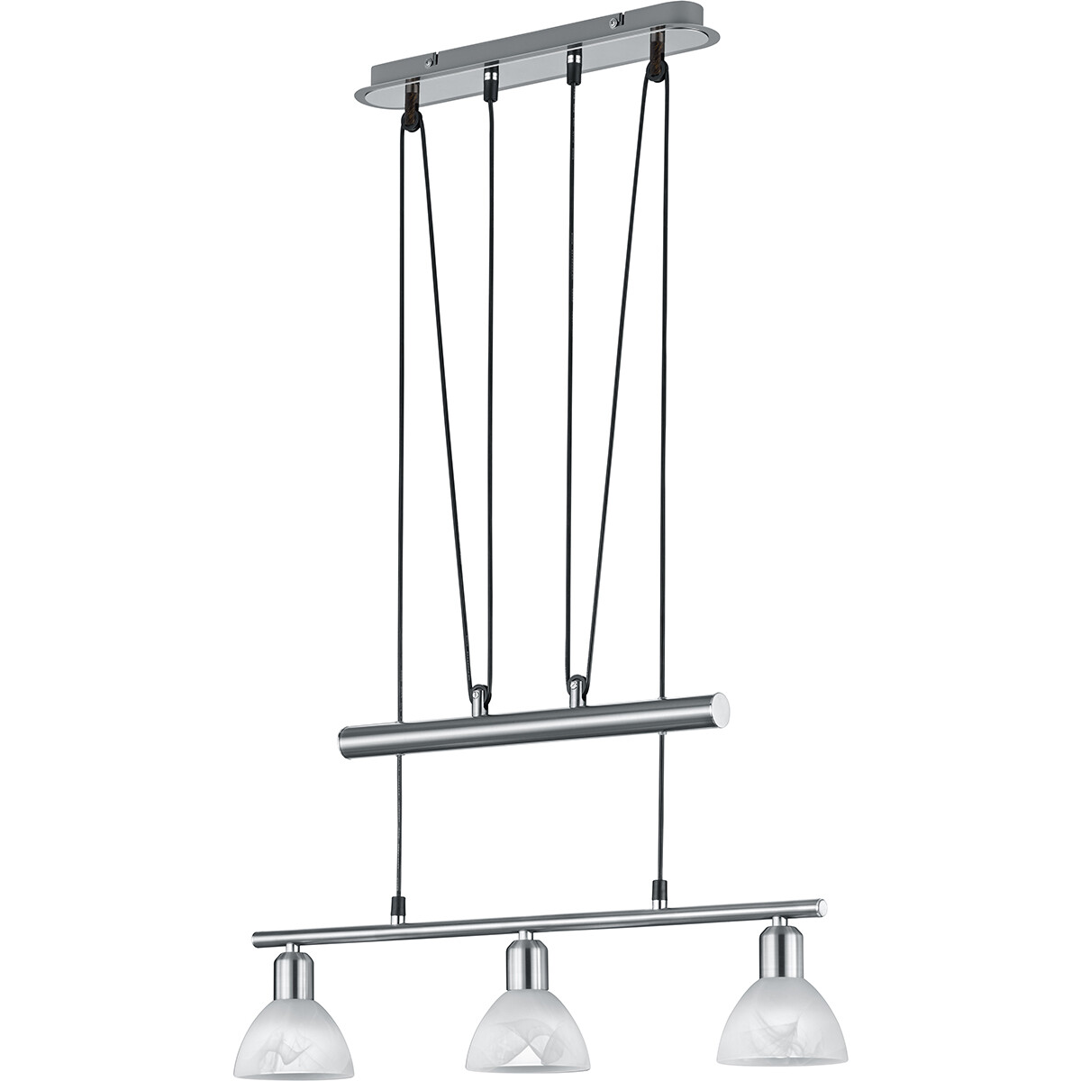 Suspension LED - Luminaire Suspendu - Trion Levino - Douille E14 - Blanc Chaud 3000K - 3-lumières - Rectangle - Mat Nickel - Aluminium